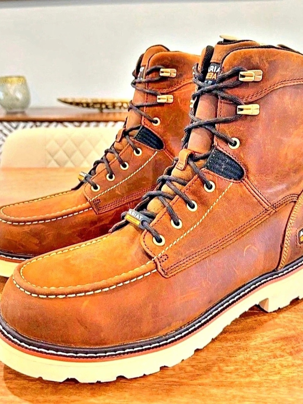 Ariat Rebar Wedge 8" H2O Work Boot Brown Size12